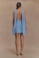 Wynter Scarf Draped Mini Dress - Sky Blue