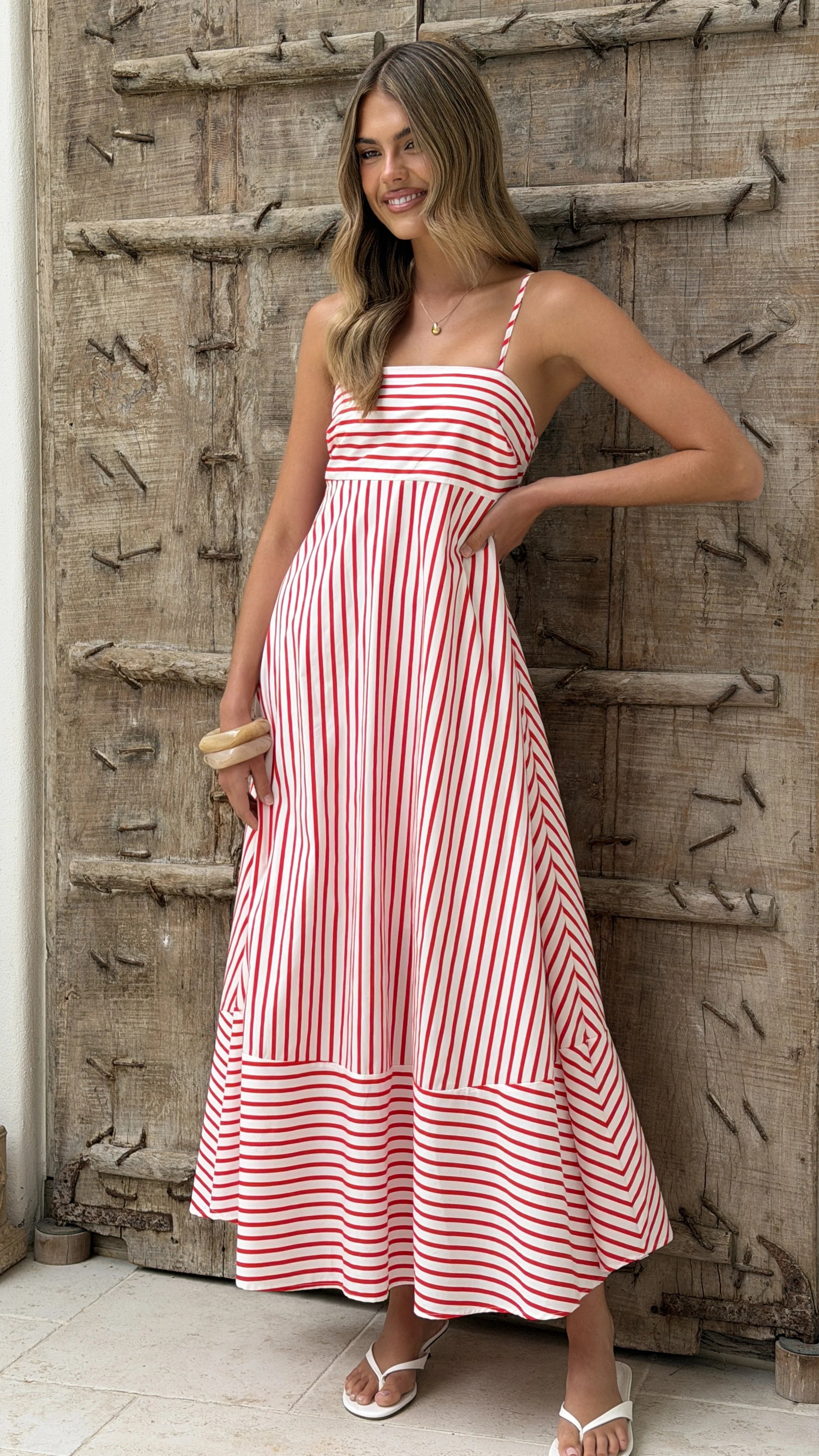 Marcel Maxi Dress - Red/White Stripe