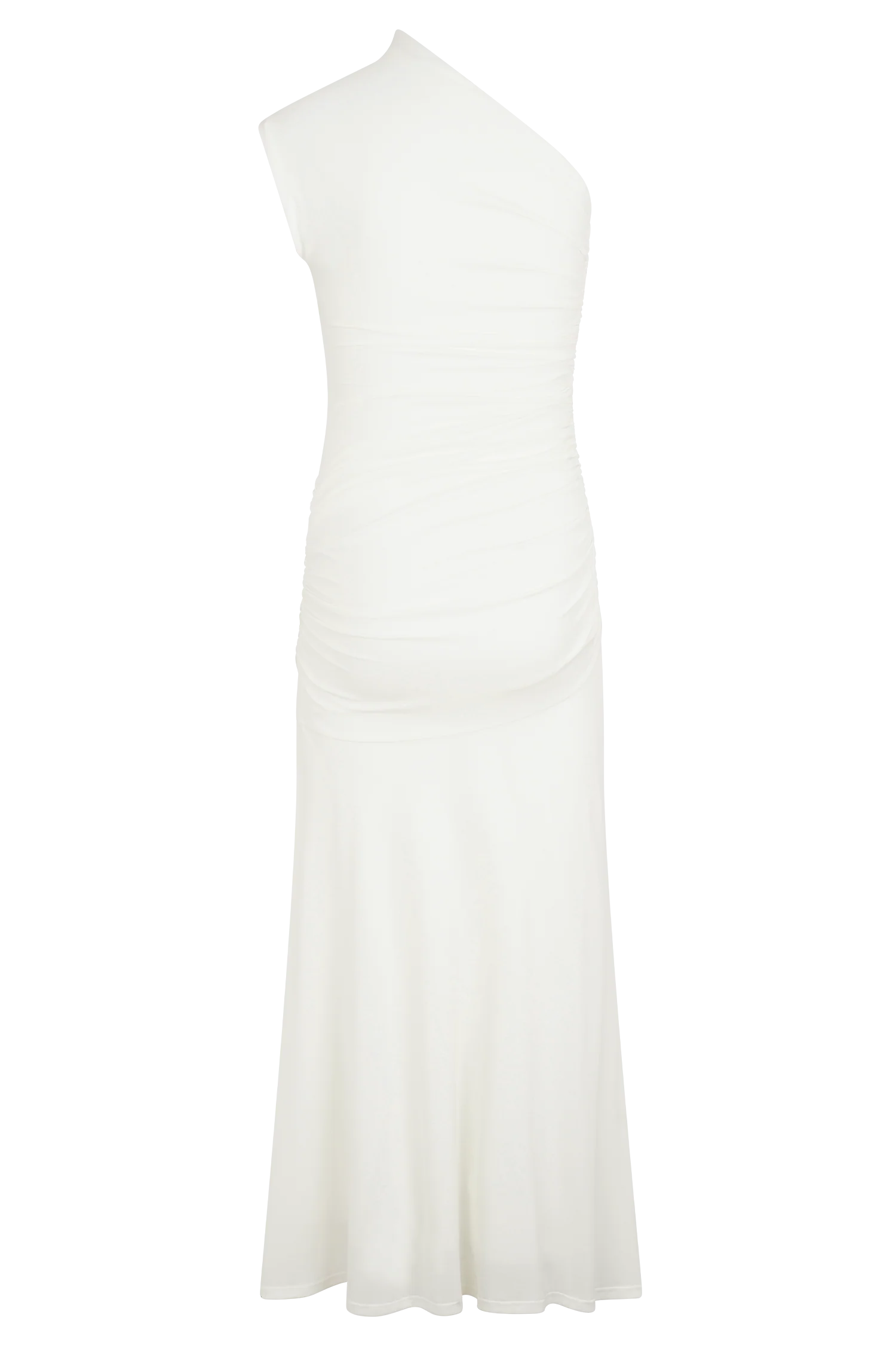 Chloe Peached Jersey One Shoulder Midi Dress - Ivory