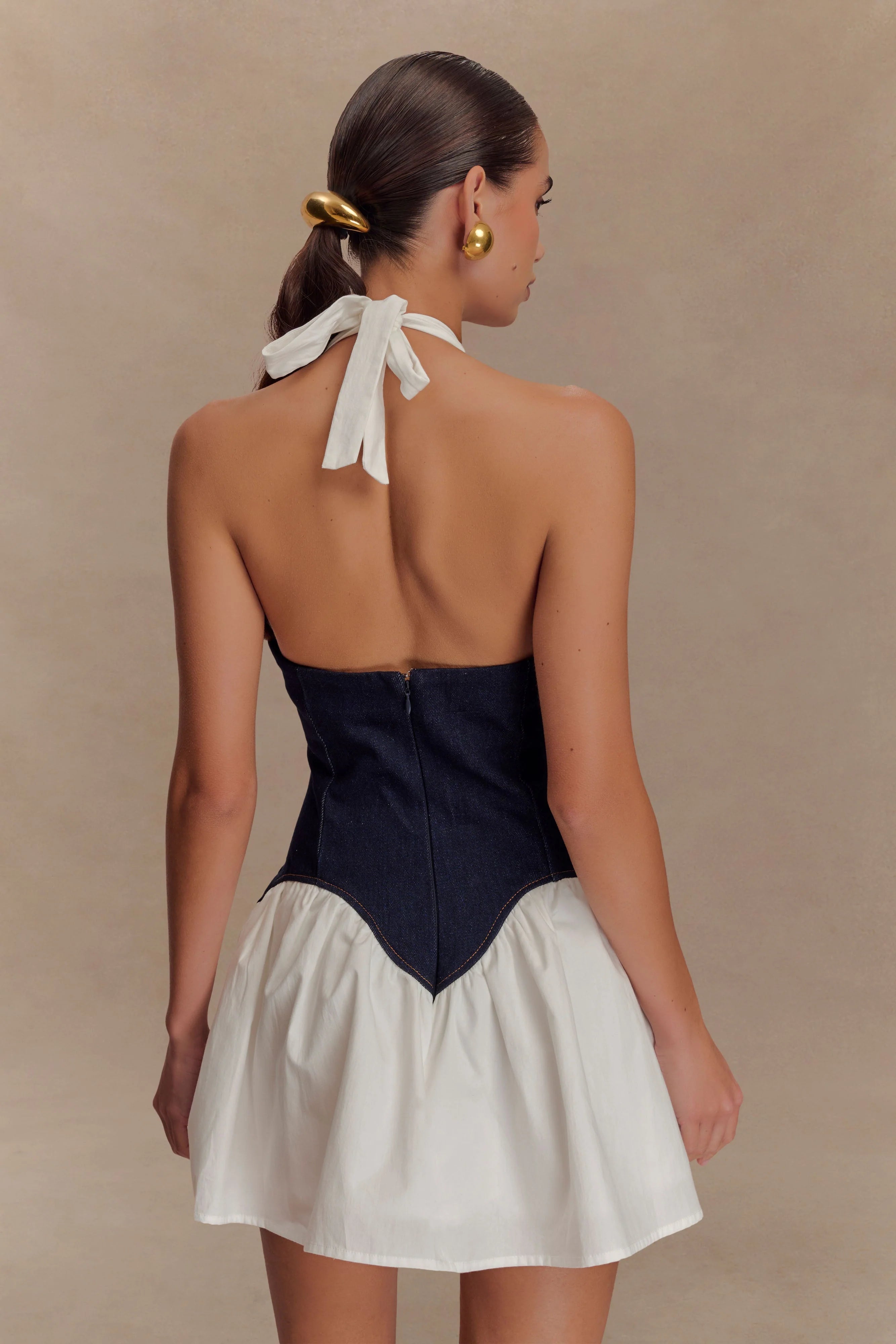 Merlyn Denim Cotton Mini Dress - Indigo Blue