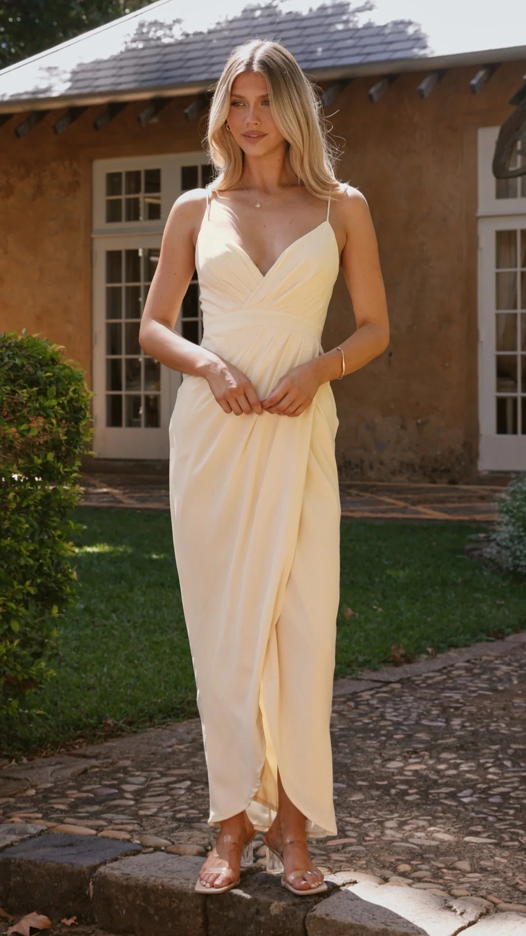 Charlotte Draped Maxi Dress - Yellow