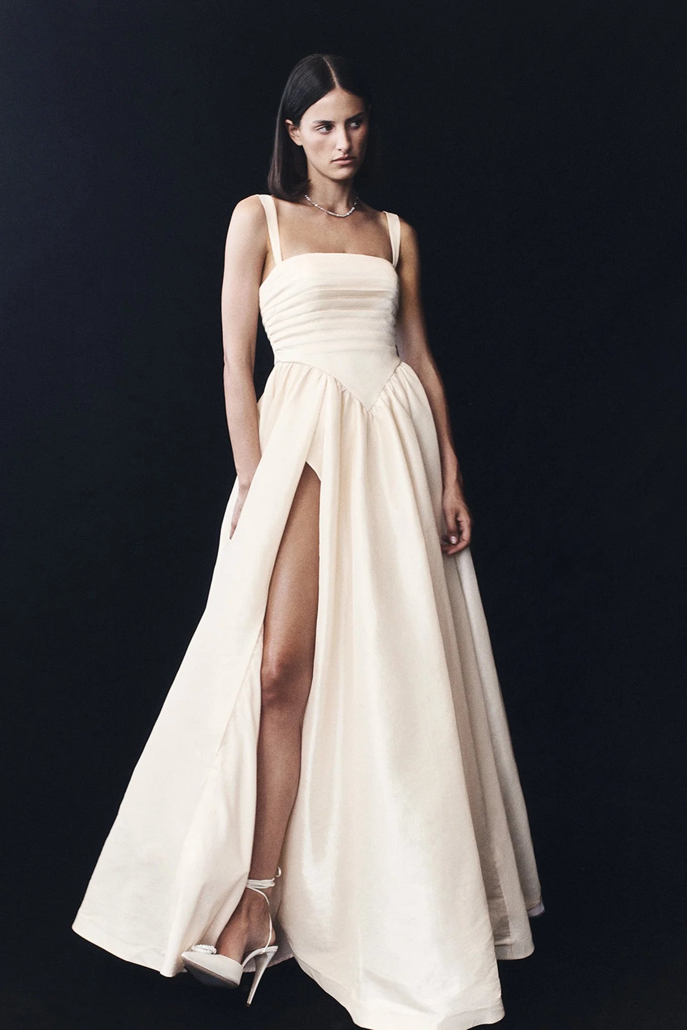 Carla Ruched Gown - Cream Ivory