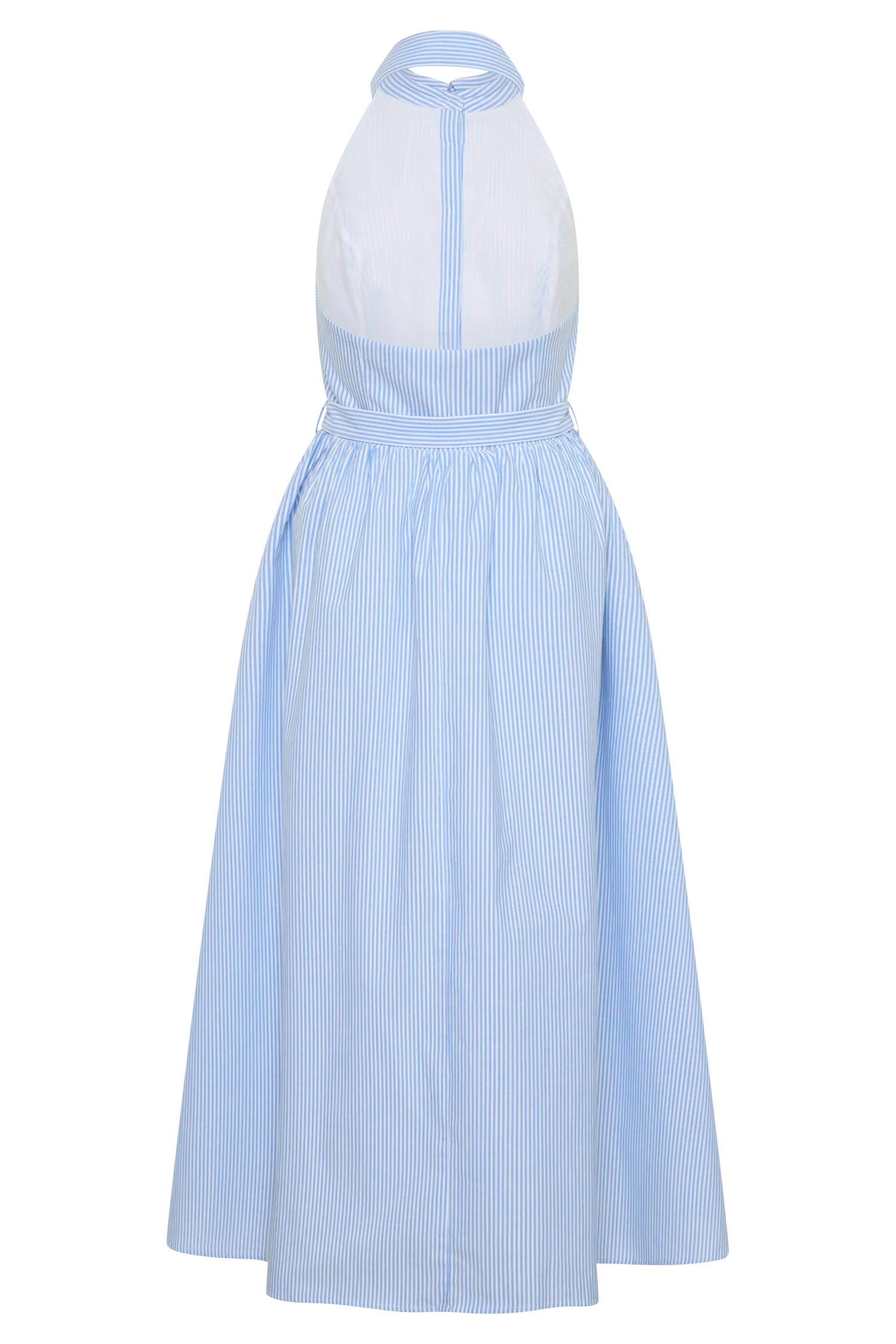 Cindy Collared Midi Dress - Blue Pinstripe
