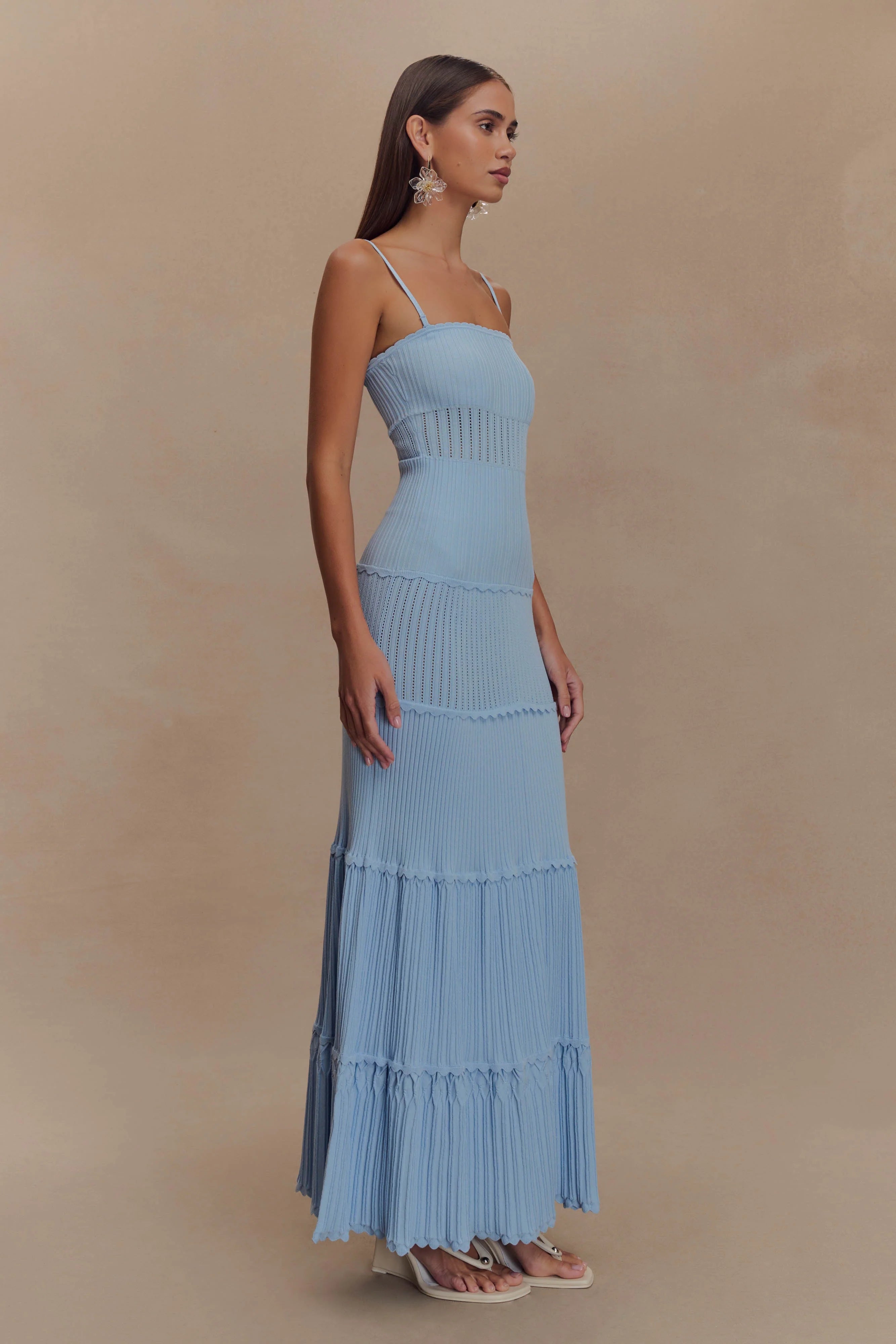 Finley Pointelle Knit Maxi Dress - Cornflower Blue
